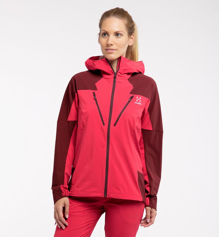 Haglöfs Tegus Softshell Jacket Red For Womens QRVCH8134 Australia